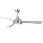 Donaire Outdoor Ceiling Fan with Light - Brushed Stainless Steel / Gloss White