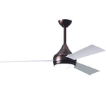 Donaire Outdoor Ceiling Fan with Light - Brushed Bronze / Gloss White