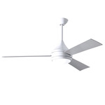Donaire Outdoor Ceiling Fan with Light - Gloss White / Brushed Stainless