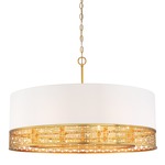 Blairmoor Drum Pendant - Honey Gold / White