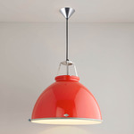 Titan Size 5 Pendant with Etched Glass Diffuser - Red / Etched Glass