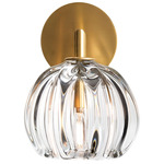 Urchin Elbow Wall Sconce - Brushed Brass / Crystal