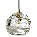 Happy Large Pendant - Brushed Brass / Clear