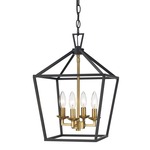 Tapered Lantern Pendant - Black / Antique Gold