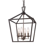 Tapered Lantern Pendant - Black / Brushed Nickel