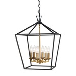 Tapered Lantern Pendant - Black / Antique Gold