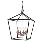 Tapered Lantern Pendant - Polished Chrome / Black