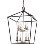 Tapered Lantern Foyer Pendant - Black / Brushed Nickel