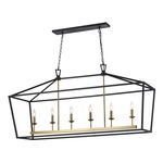 Tapered Lantern Linear Pendant - Black / Antique Gold