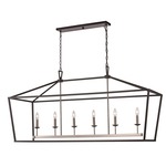 Tapered Lantern Linear Pendant - Black / Brushed Nickel