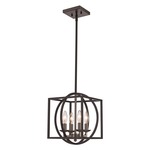 Geometric Cage Pendant - Black / Brushed Nickel