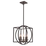 Geometric Cage Pendant - Black / Brushed Nickel