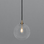 Glass Globe Pendant - Lacquered Burnished Brass / Clear