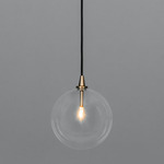 Glass Globe Pendant - Lacquered Burnished Brass / Clear