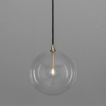 Glass Globe Pendant - Light Burnished Brass / Clear