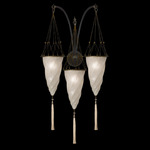Cesendello Glass Triple Arc Wall Sconce - Brass / White Classic