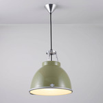 Titan Size 1 Pendant with Etched Glass Diffuser - Olive Green / Etched Glass