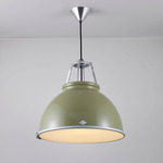 Titan Size 3 Pendant with Etched Glass Diffuser - Olive Green / Etched Glass