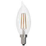 CA10 Flame Tip Candelabra Base 5W 120V 3000K 80CRI 4-PACK - Clear