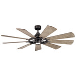 Gentry Ceiling Fan with Light - Anvil Iron / Distressed Antique Gray / Walnut