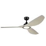 Imari Ceiling Fan with Light - Satin Black / Weathered White Walnut