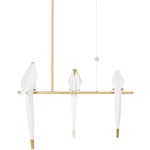 Small Perch Light Branch Pendant - Brass / White