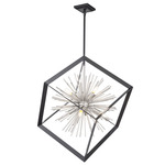 Sunburst Frame Chandelier - Matte Black / Chrome