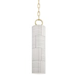 Brookville Pendant - Aged Brass / Stripe Combo