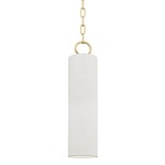 Brookville Pendant - Aged Brass / White