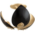 Lotus Semi Flush Ceiling Light - Gold / Black