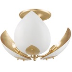 Lotus Semi Flush Ceiling Light - Gold / White