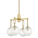 Jewett Chandelier - Aged Brass / Clear