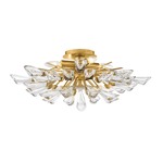 Tulip Semi Flush Ceiling Light - Gold Leaf / Crystal