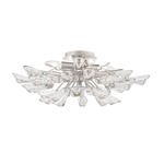 Tulip Semi Flush Ceiling Light - Silver Leaf / Crystal