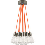 Alva Multi-Light Pendant - Satin Nickel / Orange Cord