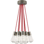 Alva Multi-Light Pendant - Satin Nickel / Red Cord