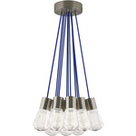 Alva Multi-Light Pendant - Satin Nickel / Blue Cord