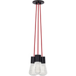 Alva Multi-Light Pendant - Black / Red Cord