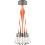 Alva Multi-Light Pendant - Satin Nickel / Orange Cord