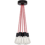 Alva Multi-Light Pendant - Black / Red Cord