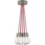 Alva Multi-Light Pendant - Satin Nickel / Red Cord