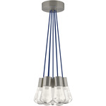 Alva Multi-Light Pendant - Satin Nickel / Blue Cord