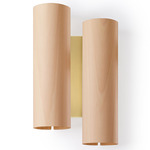 Black Note Duplet Wall Sconce - Gold / Natural Beech