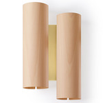 Black Note Duplet Wall Sconce - Gold / Natural Beech Wood