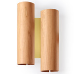 Black Note Duplet Wall Sconce - Gold / Natural Cherry