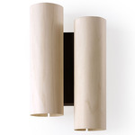 Black Note Duplet Wall Sconce - Matte Black / Ivory White Wood