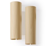 Black Note Duplet Wall Sconce - Matte Ivory / Natural Beech Wood