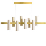 Black Note Keys Linear Pendant - Gold / Ivory White Wood