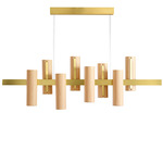 Black Note Keys Linear Pendant - Gold / Natural Beech Wood