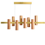 Black Note Keys Linear Pendant - Gold / Natural Cherry Wood